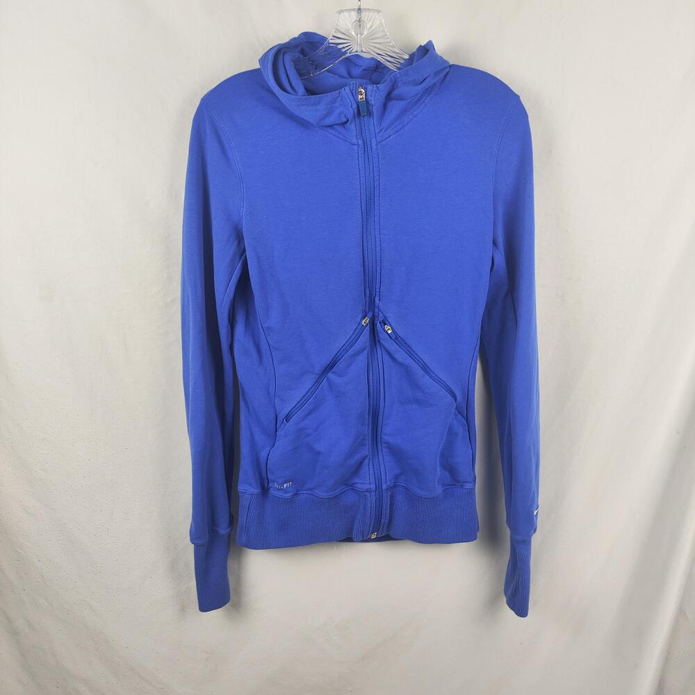 Nike Hoodie Womens Small Blue Dri-FIT Full Zip Lightweight Running Sweatshirt